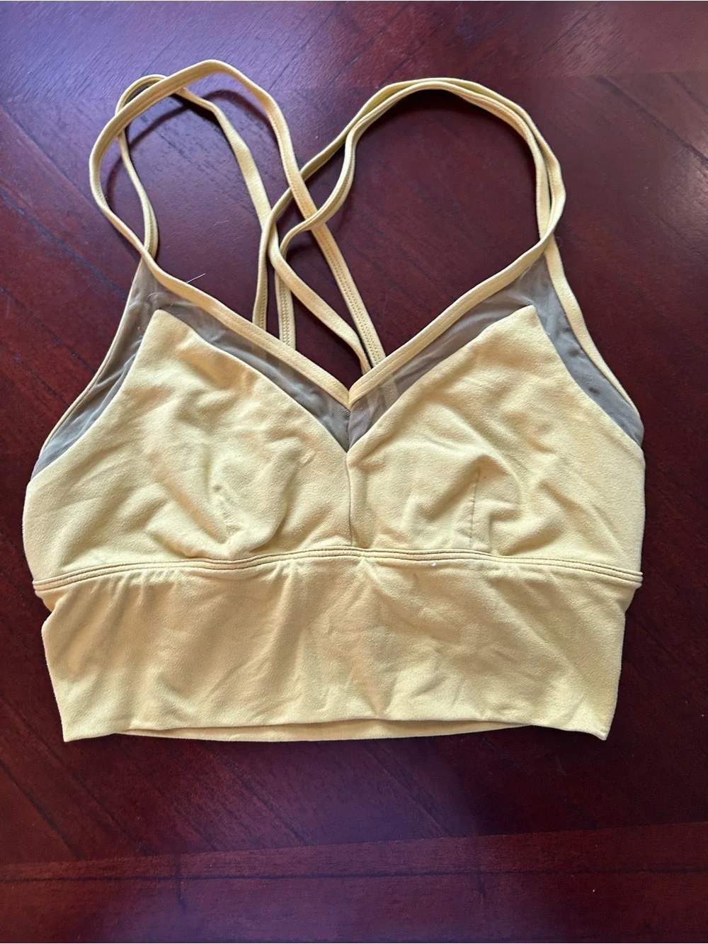 ALO Yoga Light Yellow Strappy Sports Bralette size s